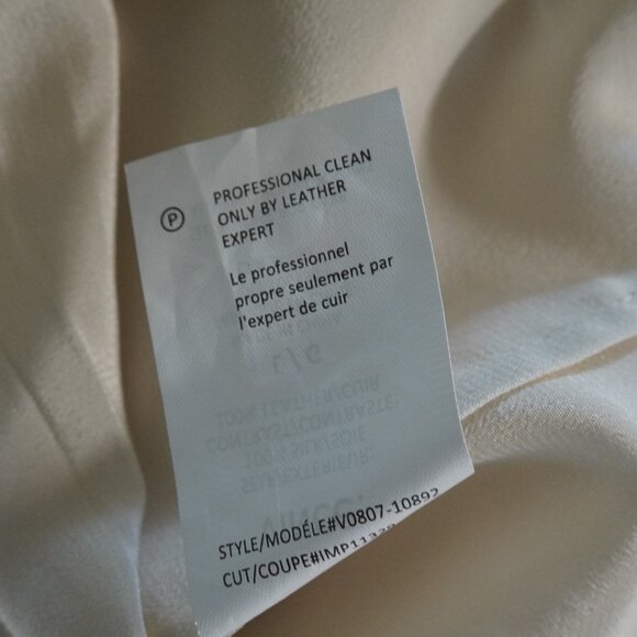 Vince. Laser cut Leather Paneled Silk Blouse Size Large - Picture 9 of 9